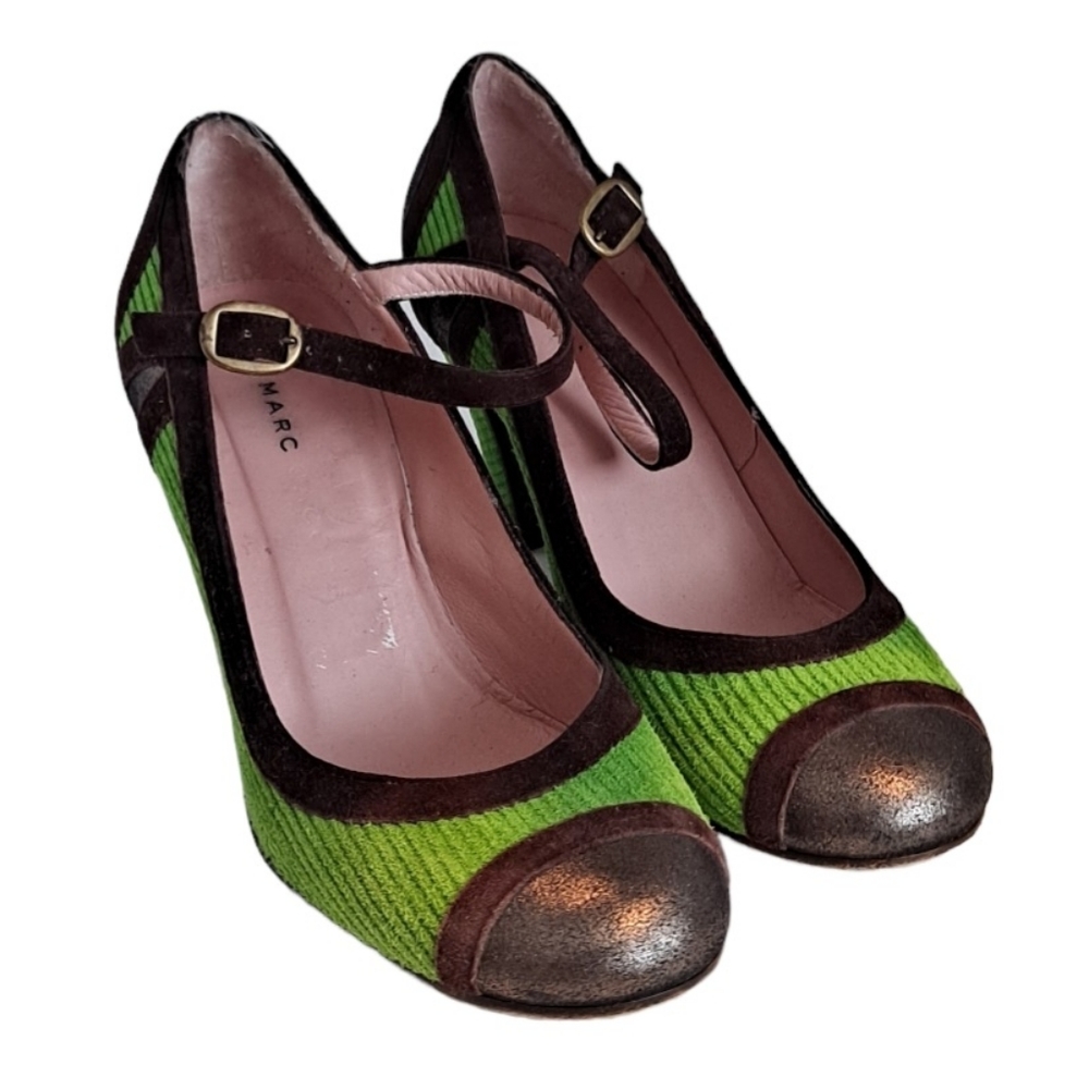 Marc by Marc Jacobs Green Corduroy Mary Jane Heels